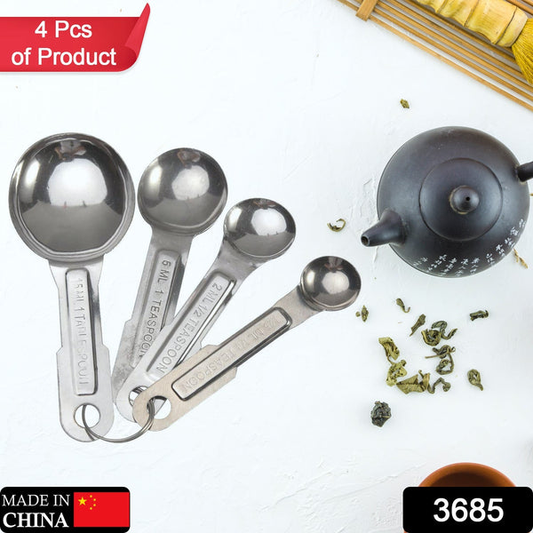 3685 Stainless Steel Measuring Spoons, 4pcs/set Durable Anti Rust Measuring Spoon Set Universal for Kitchen Baking. 