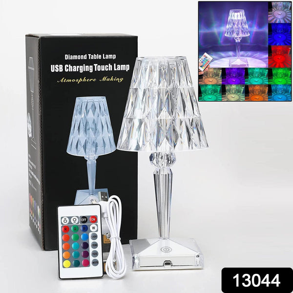 Romantic Crystal Table Lamp, Diamond Lamp, 16 Colors, 6 Brightness Level, Touch / Remote Control Switch, SUB Charging, Lampshade Night Light, Bedroom Bedside, Living Room Decoration