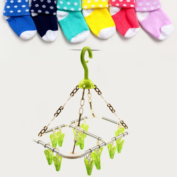 STRONG CLOTHESPIN RACK LAUNDRY DRYING RACK, CLOTHES HANGERS WITH 15 CLIPS, CLIP HANGER DRIP HANGER FOR DRYING UNDERWEAR, BABY CLOTHES, SOCKS, BRAS, TOWEL, CLOTH DIAPERS, GLOVE, HIGH QUALITY MATERIAL