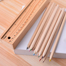 Colorful Wooden Pencil Set with Pencil box, Ruler, Sharpener For for Kids, Artist, Architect (12 Pcs Set)