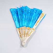 4930 Hand Folding Fan, Chinese Vintage Style Handheld Fan with Fabric Sleeve 