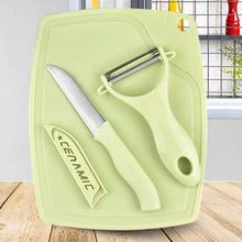 Plastic Kitchen Peeler - Green & Classic Stainless Steel 3-Piece Knife Set Combo