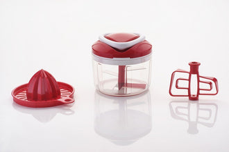 8116 Ganesh Easy Pull 3-in-1 Plastic Chopper (650ml, 125mm, Red) 