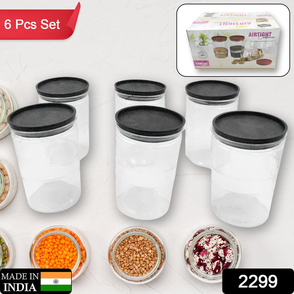 Air Tight Kitchen Storage Container for Rice | Dal | Atta, BPA-Free, Flour | Cereals | Snacks | Stackable | Modular, Round. (Approx - 1100Ml, Set of 6pcs)