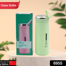 outdoor sport water bottle 400ml leak proof BPA-free for travel cold and hot water glass water bottle with daily water intake for gym and children (MOQ :-50 pc)