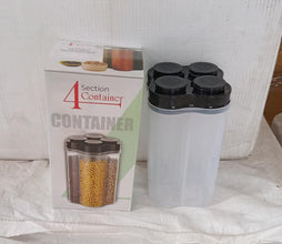 Plastic Lock Food Storage 4 Section Container Jar for Grocery, Fridge Container.